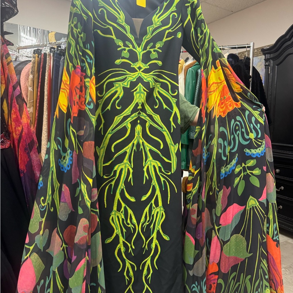 Floral Black and Green Women's Dress
